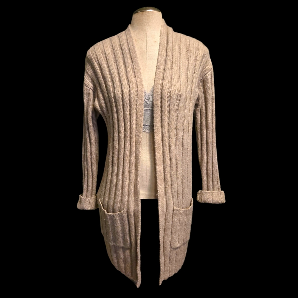 Women's Cream Open-Front Cardigan Sweater